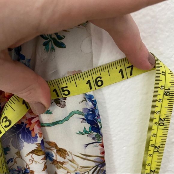 Zara Basic White & Multicolor Floral Satin Spaghetti Strap Midi Slip Dress - Picture 14 of 14